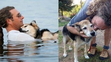Il a emmené son chien paralysé de 20 ans nager jusqu'à ce qu'il s'endorme dans ses bras.