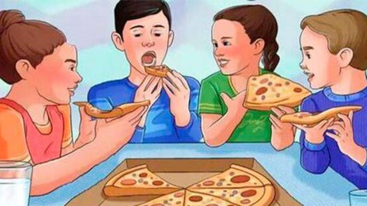 Défi visuel : Pouvez-vous repérer l'erreur dans ce groupe d'amis mangeant une pizza ?