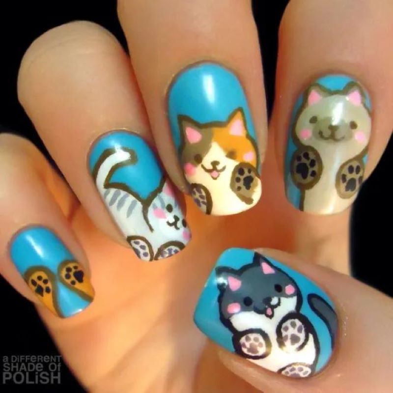Des dessins d'ongles étonnants pour les amoureux des chats