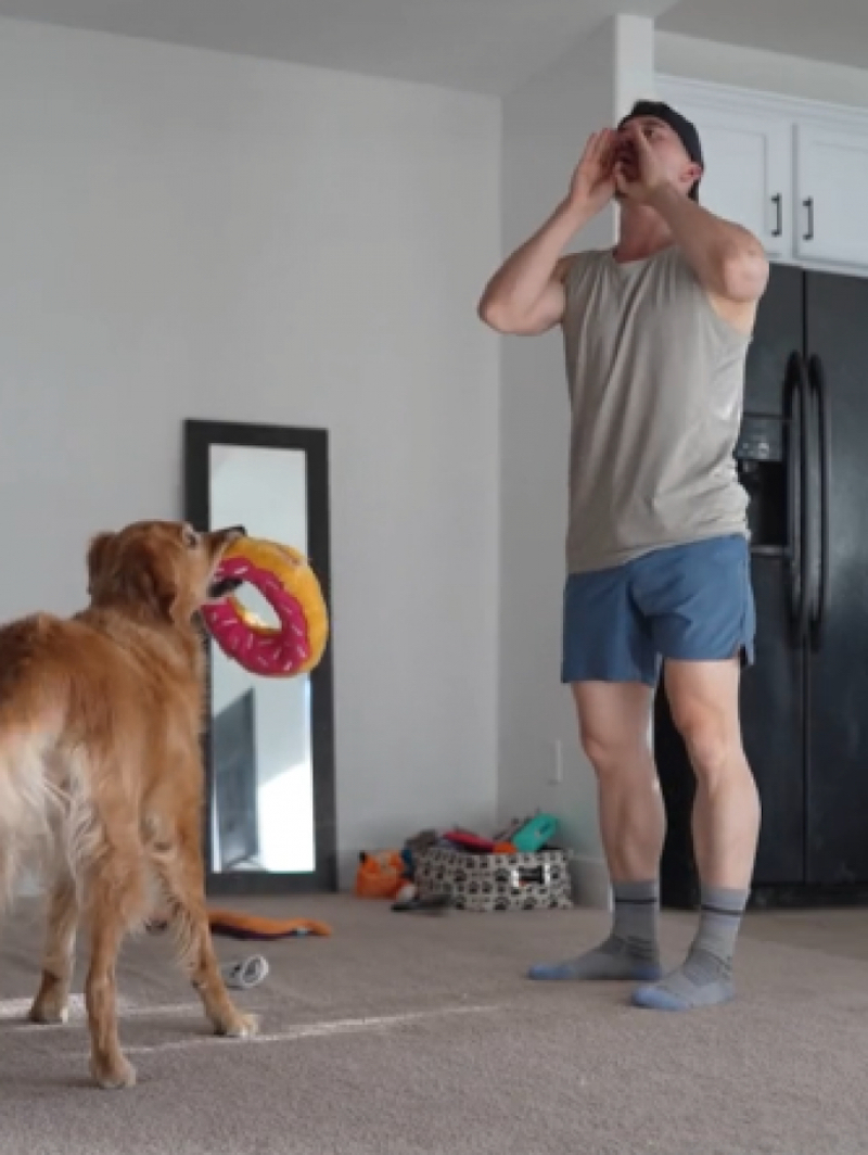 Il fait croire à sa chienne qu’il ne la voit plus, la réaction de la Golden Retriever est hilarante (vidéo)