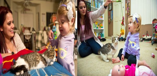 Une fillette perd un bras à cause d'un cancer et adopte un chaton à 3 pattes, ils sont inséparables