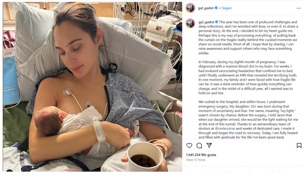 Gal Gadot a dû subir une opération du cerveau pour un caillot sanguin lors de sa quatrième grossesse