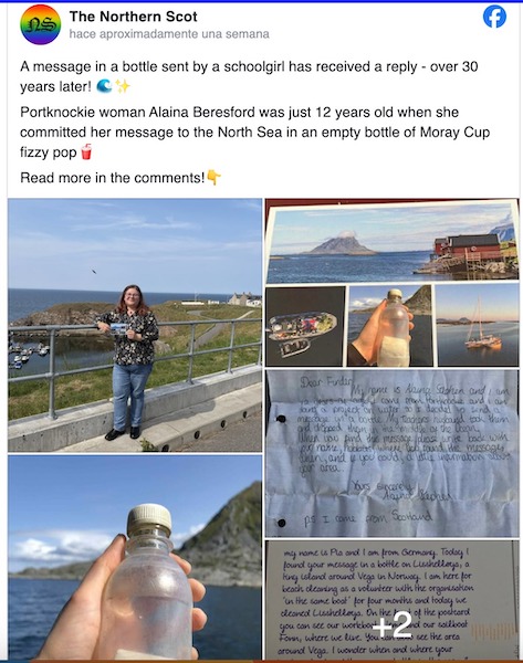 "Je n'y croyais pas !" : 31 ans après avoir lancé une bouteille à la mer avec une lettre, une Écossaise reçoit enfin une réponse